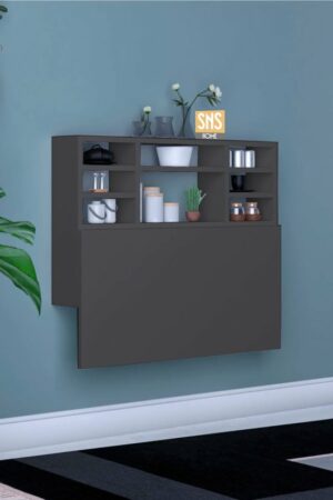 SNS Home - Draagbare Planktafel - Kardelen Tafel - Wandtafel - Inklapbaar - Wandbureau - Inklapbare Wandtafel - Keukentafel - Wandkast - Vouwtafel - Klaptafel - 90x50 cm - Antraciet - Afbeelding 9