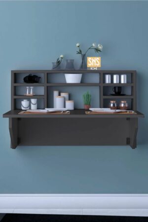 SNS Home - Draagbare Planktafel - Kardelen Tafel - Wandtafel - Inklapbaar - Wandbureau - Inklapbare Wandtafel - Keukentafel - Wandkast - Vouwtafel - Klaptafel - 90x50 cm - Antraciet - Afbeelding 10
