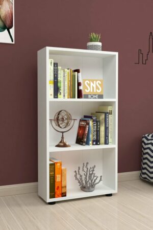 SNS Home - Boekenkast/ Rek - Wit - 56 cm Breed - Decoratieve Boekenplank met 3 Planken - Moderne Boekenkast - Afbeelding 3