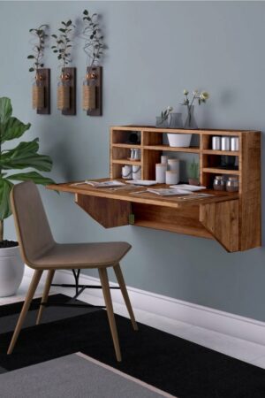 Optimaliseer Jouw Ruimte Met Onze Veelzijdige Inklapbare Wandtafel - Kardelen Inklapbaar Bureau - Compact Wandbureau - Handige Wandkast - Praktische Vouwtafel - 90x50cm - Pijnboom - Afbeelding 6