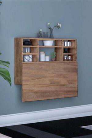 Optimaliseer Jouw Ruimte Met Onze Veelzijdige Inklapbare Wandtafel - Kardelen Inklapbaar Bureau - Compact Wandbureau - Handige Wandkast - Praktische Vouwtafel - 90x50cm - Pijnboom - Afbeelding 7