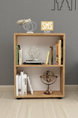 SNS Home - 13-05 - Decoratieve Boekenkast - Boekenkast met 2 Planken - Moderne Spaanplaat Boekenkast - Houten Boekenkast - Pijnboom - Afbeelding 27