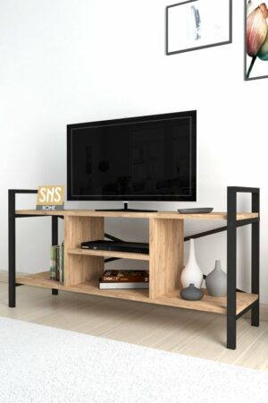 SNS Home - Tv Meubel Met Plank - Tv Meubel - Televisie Meubel - Tv Meubel Hout - Tv Kasten - Grenen - 120x61x35 cm - Afbeelding 4
