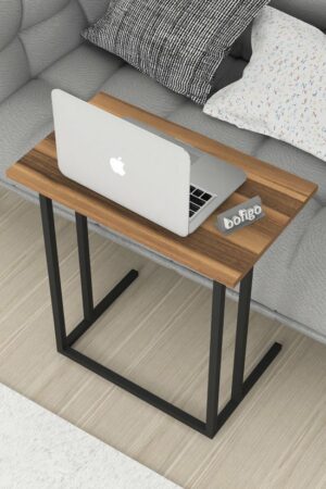 SNS Home - Metalen Poot - Laptopstandaard - Ontbijttafel - Bureau - Computerbureau - 60 cm Breed -Okkernoot - Afbeelding 5