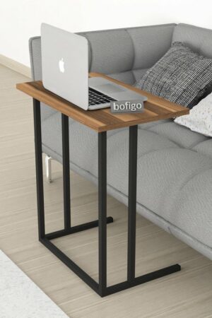 SNS Home - Metalen Poot - Laptopstandaard - Ontbijttafel - Bureau - Computerbureau - 60 cm Breed -Okkernoot - Afbeelding 6