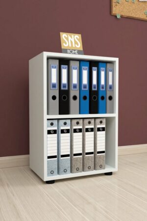 SNS Home, 15-01, Prismakast met 2 Planken, Boekenkast met 2 Planken, Kantoorkast, Map, Multifunctionele Kast, Keukenkast, Wit, 74 x 49 x 32 cm - Afbeelding 3