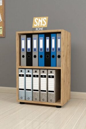 SNS Home, 15-01, Prismakast met 2 Planken, Boekenkast met 2 Planken, Kantoorkast, Map, Multifunctionele Kast, Keukenkast, 15-01 Pijnboom, 74 x 49 x 32 cm - Afbeelding 3