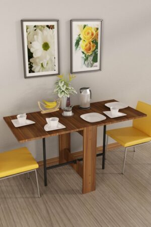 SNS Home – Praktische Tafel – Eettafel – Eettafel Uitschuifbaar – Opvouwbaar – Flamingo – 134 x 60 x 72 cm – Donker Walnoot - MDF Bruine Tafel - Afbeelding 13