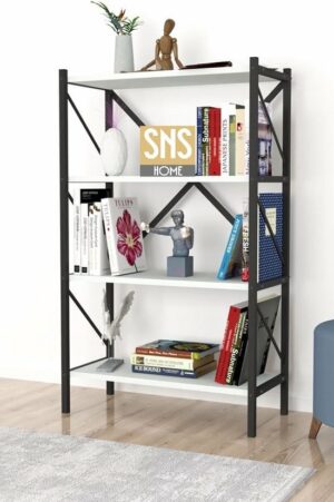 Decoratieve Boekenkast met 4 Planken - Metalen Boekenkast - 66 x 34 x 121 cm - Wit - 4 Planken - Afbeelding 20