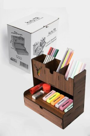 Notpa - Lotus - Houten Lade Organisator - Hert Desktop Pennenhouder - Organisator - Walnoot - Geassembleerd Product - Afbeelding 7