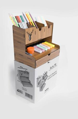 Notpa - Lotus - Houten Lade Organisator - Hert Desktop Pennenhouder - Organisator - Walnoot - Geassembleerd Product - Afbeelding 5