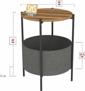 Salontafel - Salontafel met Grote Tas - Krantenhouder - Boekenplank - Bloempot - Bijzettafel met Opbergruimte - Okkernoot - Rond - 60x43x43 - Afbeelding 13