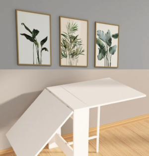 SNS Home – Praktische Tafel – Eettafel – Eettafel uitschuifbaar – Opvouwbaar – Flamingo - Maximaliseer je Ruimte en Stijl met onze Veelzijdige Intrekbare Eettafels – 134 x 60 x 72 cm – MDF Wit - Afbeelding 27