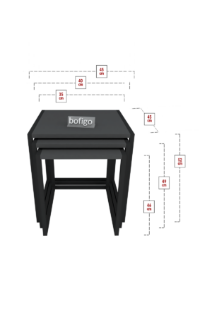 SNS Home - Set van 3 Coffee Tables Metal - Salontafel - Bijzettafel - Set van 3 Coffee Metalen Nesttafel - Antraciet - Afbeelding 15