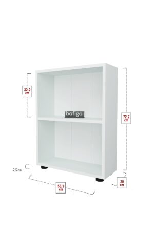 SNS Home - 13-05 - Decoratieve Boekenkast - Boekenkast met 2 Planken - Moderne Spaanplaat Boekenkast - Houten Boekenkast - Wit - Afbeelding 15
