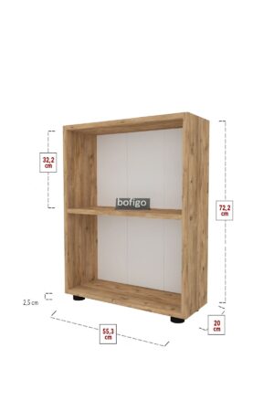 SNS Home - 13-05 - Decoratieve Boekenkast - Boekenkast met 2 Planken - Moderne Spaanplaat Boekenkast - Houten Boekenkast - Pijnboom - Afbeelding 15