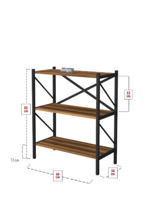 Decoratieve Boekenkast met 3 Planken - Metalen Boekenkast - 66 x 34 x 85 cm - Okkernoot - Afbeelding 12