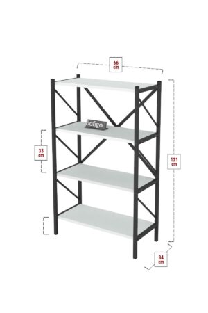 Decoratieve Boekenkast met 4 Planken - Metalen Boekenkast - 66 x 34 x 121 cm - Wit - 4 Planken - Afbeelding 10