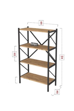 Decoratieve Boekenkast met 4 Planken - Metalen Boekenkast - 66 x 34 x 121 cm - Pijnboom - 4 Planken - Afbeelding 12