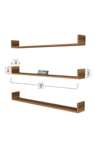 SNS Home, 16-01, Fotolijst en Boekenplank, Wandplankenset Bestaande Uit 3 Zwevende Planken, Tv-Plank, Vliegende Plank, Boekenplank, 120 x 15 x 12 cm, Moderne Plank Voor Objecten, 3 Stuks, Okkernoot - Afbeelding 12