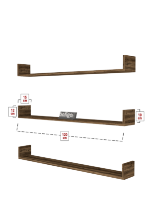 SNS Home, 16-01, Fotolijst en Boekenplank, Wandplankenset Bestaande Uit 3 Zwevende Planken, Tv-Plank, Vliegende Plank, Boekenplank, 120 x 15 x 12 cm, Moderne Plank Voor Objecten, 3 Stuks, Okkernoot - Afbeelding 11