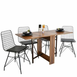 SNS Home – Praktische Tafel – Eettafel – Eettafel Uitschuifbaar – Opvouwbaar – Flamingo – 134 x 60 x 72 cm – Donker Walnoot - MDF Bruine Tafel - Afbeelding 25