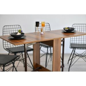 SNS Home – Praktische Tafel – Eettafel – Eettafel Uitschuifbaar – Opvouwbaar – Flamingo – 134 x 60 x 72 cm – Donker Walnoot - MDF Bruine Tafel - Afbeelding 26