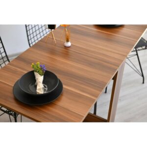 SNS Home – Praktische Tafel – Eettafel – Eettafel Uitschuifbaar – Opvouwbaar – Flamingo – 134 x 60 x 72 cm – Donker Walnoot - MDF Bruine Tafel - Afbeelding 27