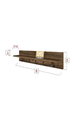 Kapstok - Wandkapstok - Wandplank - Muur Hanger - Modern Stijl Kapstok - Natuurlijk Hout - 5x2 Houten Kleerhanger - Lidia/Bruin - 80 cm - Afbeelding 23