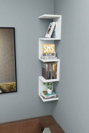 SNS Home, MDF Wandmontage Boekenkast, Decoratieve Plank, Wandplank, Wit, Wandmontage, MDF 6 Planken - Afbeelding 27