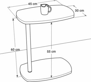 C Salontafel met Wielen - Banktafel - Bijzettafel - Salontafel - Serveertafel - Laptopstandaard op Wielen - Wiel C Tafel - Studiebureau - Notebook Computer Bureau - Ovale Bijzettafel - Omkeerbaar Gebruik - 45x30x60 cm - Zwart en Marmer - Afbeelding 4