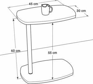 C Salontafel met Wielen - Banktafel - Bijzettafel - Salontafel - Serveertafel - Laptopstandaard op Wielen - Wiel C Tafel - Studiebureau - Notebook Computer Bureau - Ovale Bijzettafel - Omkeerbaar Gebruik - 45x30x60 cm - Okkernoot - Afbeelding 9