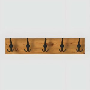 Kapstok - Hangkapstok - 5x3 Metaal Haakjes - Hangend - Industrieel - Wandkapstok - 80 x 15 cm - MDF Okkernoot - Afbeelding 6