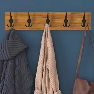 Kapstok - Hangkapstok - 5x3 Metaal Haakjes - Hangend - Industrieel - Wandkapstok - 80 x 15 cm - MDF Okkernoot - Afbeelding 5