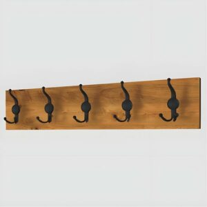 Kapstok - Hangkapstok - 5x3 Metaal Haakjes - Hangend - Industrieel - Wandkapstok - 80 x 15 cm - MDF Okkernoot - Afbeelding 9