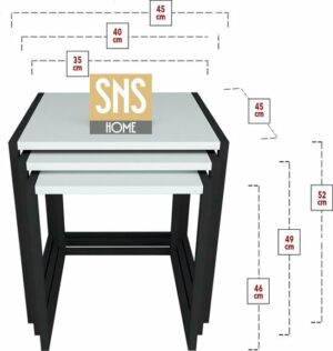 Set van 3 Houten en Metalen Bijzettafels - Perfect voor Moderne Elegantie en Functionaliteit - Salontafel - Bijzettafel - Wit - Afbeelding 4