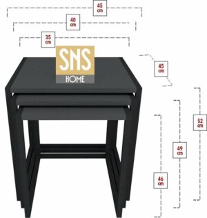 Set van 3 Houten en Metalen Bijzettafels - Perfect voor Moderne Elegantie en Functionaliteit - Salontafel - Bijzettafel - Antraciet - Afbeelding 4