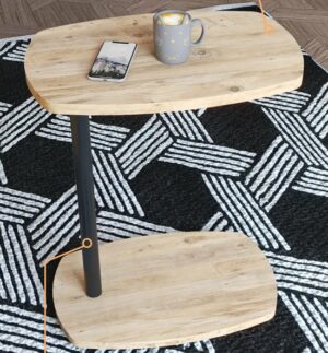 C Salontafel met Wielen - Banktafel - Bijzettafel - Salontafel - Serveertafel - Laptopstandaard op Wielen - Wiel C Tafel - Studiebureau - Notebook Computer Bureau - Ovale Bijzettafel - Omkeerbaar Gebruik - 45x30x60 cm - Okkernoot - Afbeelding 12
