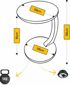 Bijzettafel - Bijzettafel met wielen - Bedtafeltje met Wielen - Tafeltje op Wieltjes - Ronde Bijzettafel - Zwart en Marmer - Afbeelding 3