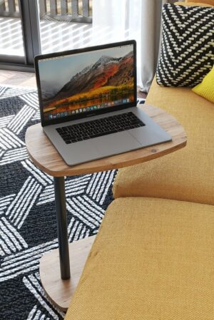 C Salontafel met Wielen - Banktafel - Bijzettafel - Salontafel - Serveertafel - Laptopstandaard op Wielen - Wiel C Tafel - Studiebureau - Notebook Computer Bureau - Ovale Bijzettafel - Omkeerbaar Gebruik - 45x30x60 cm - Okkernoot - Afbeelding 5