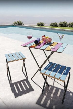In hoogte verstelbare eettafelstoel - Bistro houten campingtafelkruk - Set van 3 - Campingtafel en stoel - Campingtafel - Campingtafel Opvouwbaar - Opvouwbare tafel en stoel - Campingtafel Opvouwbaar - 61x40 CM - Afbeelding 4