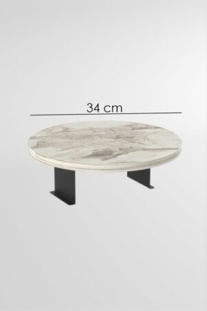 Bijzettafel - Salontafel met armleuning - Salontafel met Verstelbaar Dienblad - Decoratief Modern Dienblad - Wit - Diameter 34 - Afbeelding 3