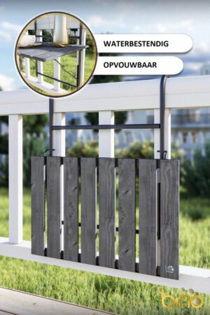 Hangende Klaptafel - Inklapbaar in hoogte verstelbaar - Hangtafel - Terrastafel - Opklapbare Balkontafel - Keukentafel - Balkontafel Inklapbaar - Bijzettafel – Buiten Tafeltje Klaptafel - 40 x 60 cm - Afbeelding 4