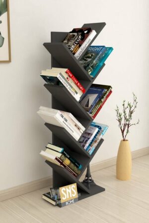 Houten Boekenplank - Decoratieve Boekenplank - Plank Organizer - Boekenplank - 121 cm - Antraciet - Afbeelding 3