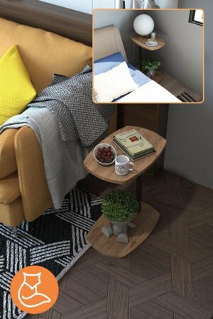 C Salontafel met Wielen - Banktafel - Bijzettafel - Salontafel - Serveertafel - Laptopstandaard op Wielen - Wiel C Tafel - Studiebureau - Notebook Computer Bureau - Ovale Bijzettafel - Omkeerbaar Gebruik - 45x30x60 cm - Okkernoot - Afbeelding 4