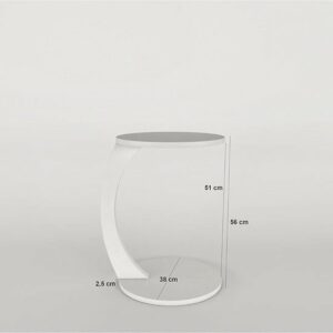 Bijzettafel - Bijzettafel met wielen - Bedtafeltje met Wielen - Tafeltje op Wieltjes - Ronde Bijzettafel - Wit - Afbeelding 4