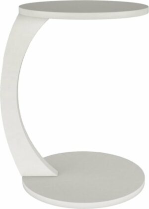 Bijzettafel - Bijzettafel met wielen - Bedtafeltje met Wielen - Tafeltje op Wieltjes - Ronde Bijzettafel - Wit - Afbeelding 3