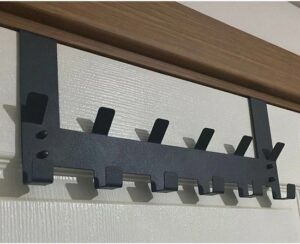 Metaal Deurhanger, Metalen Achterdeurhanger, Kleerhanger, Deurkapstok met 12 Deur Haken, Deurhanger Kapstok voor Handdoek en Kleding, Zwart, 40x17 cm - Afbeelding 4