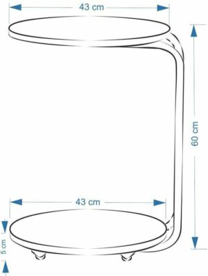 Bijzettafel op wielen - Ronde C salontafel - Bijzettafel - Nesttafel - Servicetafel - Saffier - 43x60 cm - Afbeelding 4