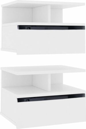 Nachtkastje Hangend - Zwevend Nachtkastje met deur - Nachttafel met deur - Open vak - Nachtkastje - Wandrek - Wandkast - Mdf Wit - 40 x 31 x 34 cm - Afbeelding 4